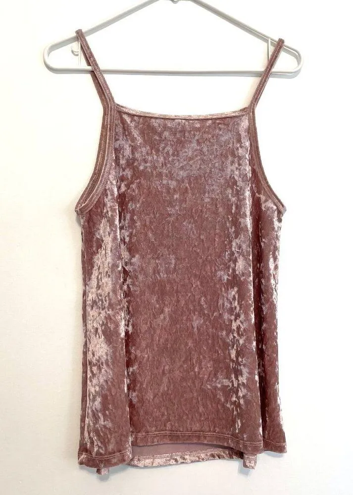 ALLISON JOY EVEREVE Cori Velvet Tank Blush Light Pink Velour Sleeveless Preppy M - Image 10