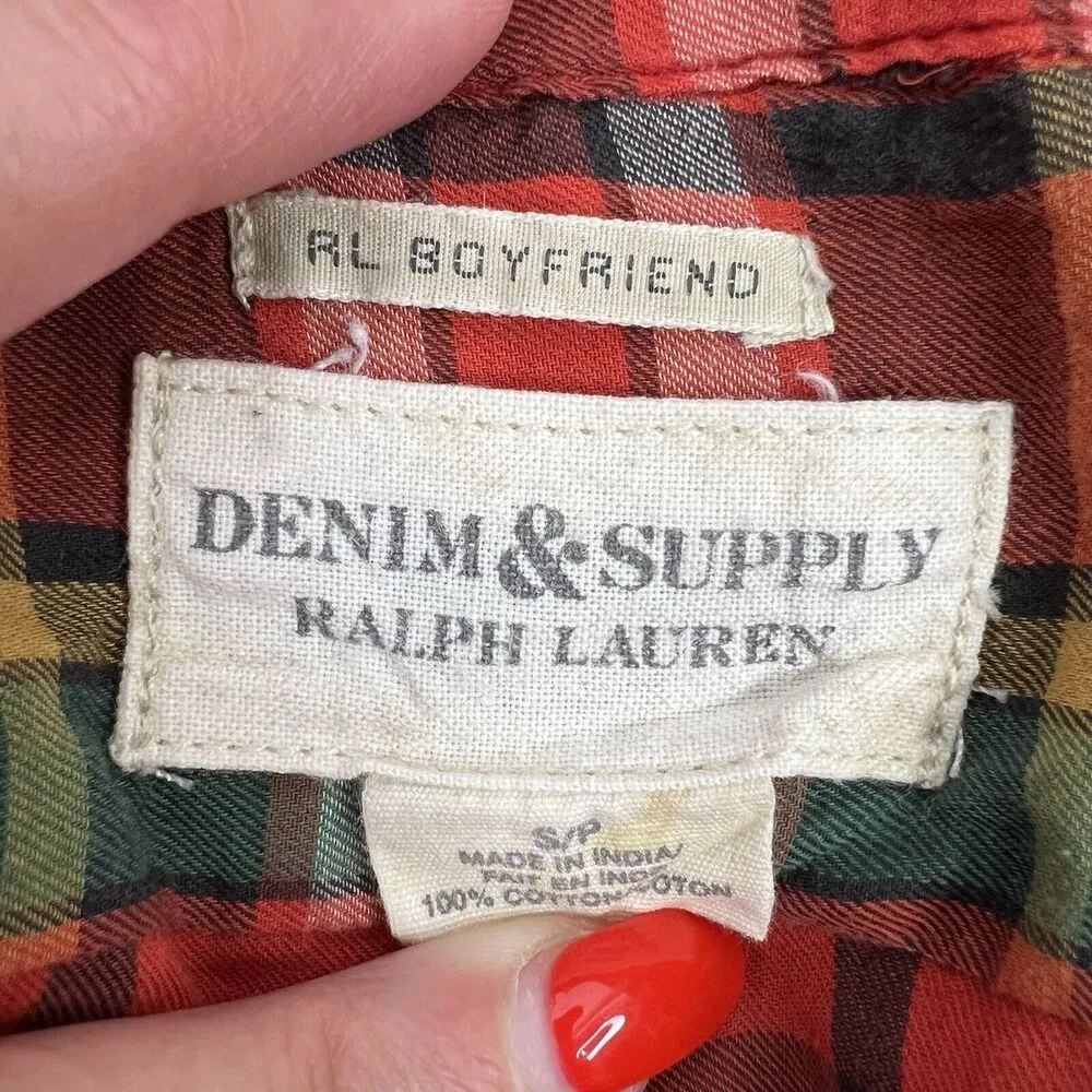 Denim & Supply Size S Ralph Lauren Boyfriend Button Down Shirt Plaid Preppy Fall - Image 7