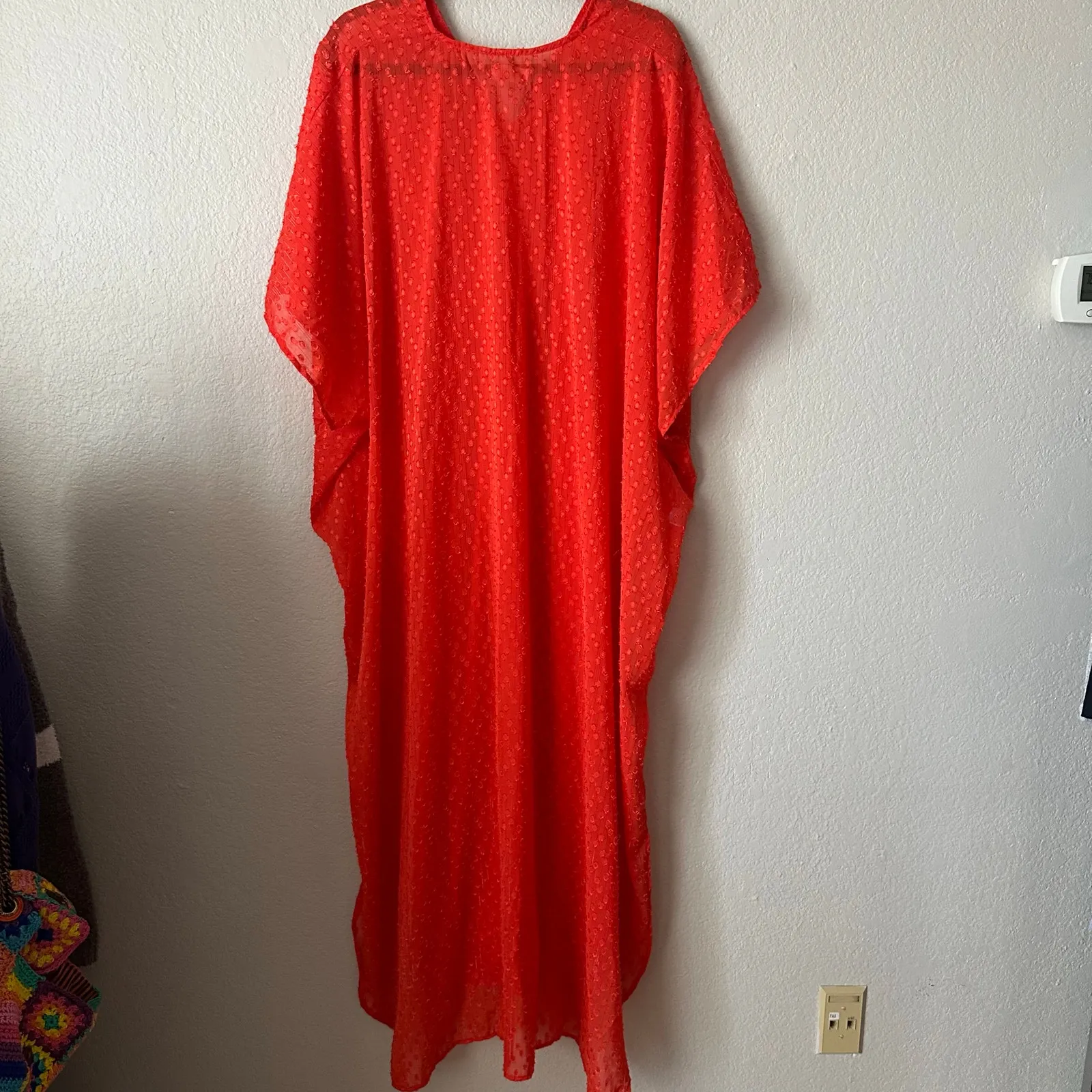 Free People Stevie Sheer Maxi Dress Kaftan in Watermelon One Size - Image 3