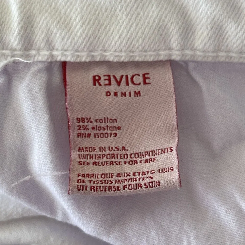 Revice Denim SZ 28 Straight Jeans Hi-Rise Pockets Zip-Fly White Womens - Long - Image 8