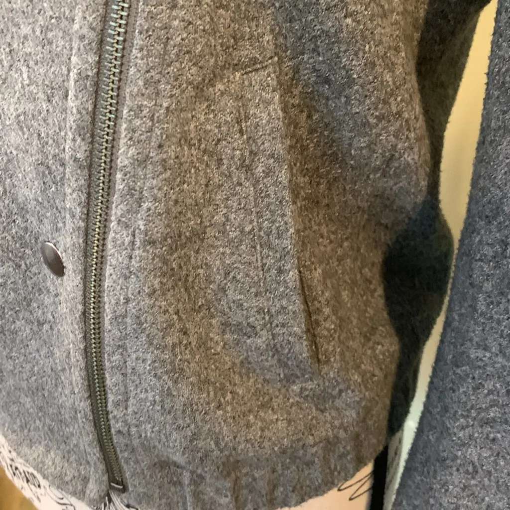 LOFT Gray Flannel Moto Bomber Short Lightweight Jacket Women’s XS Extra Small - Image 3