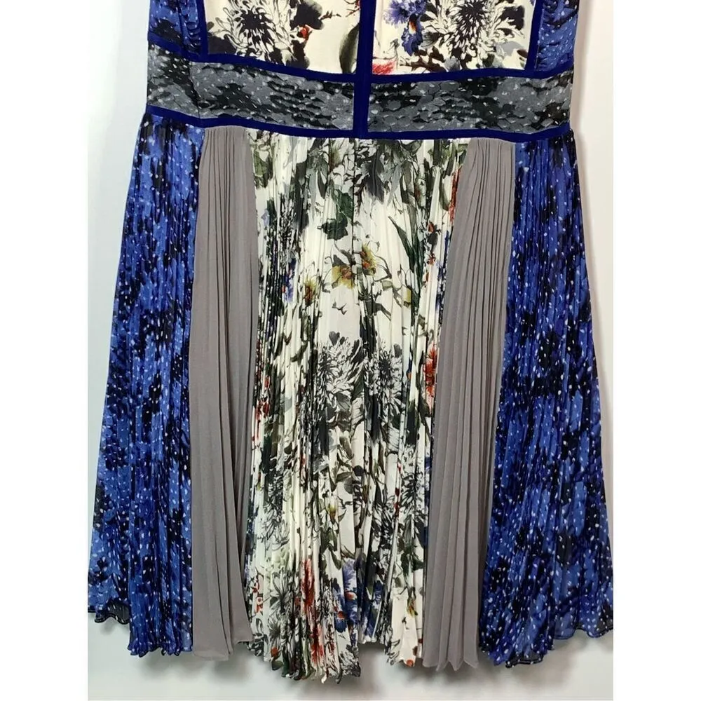 Rebecca Taylor Women's Silk Lined Floral Pleated Mini Dress Multicolor Size 6 - Image 8