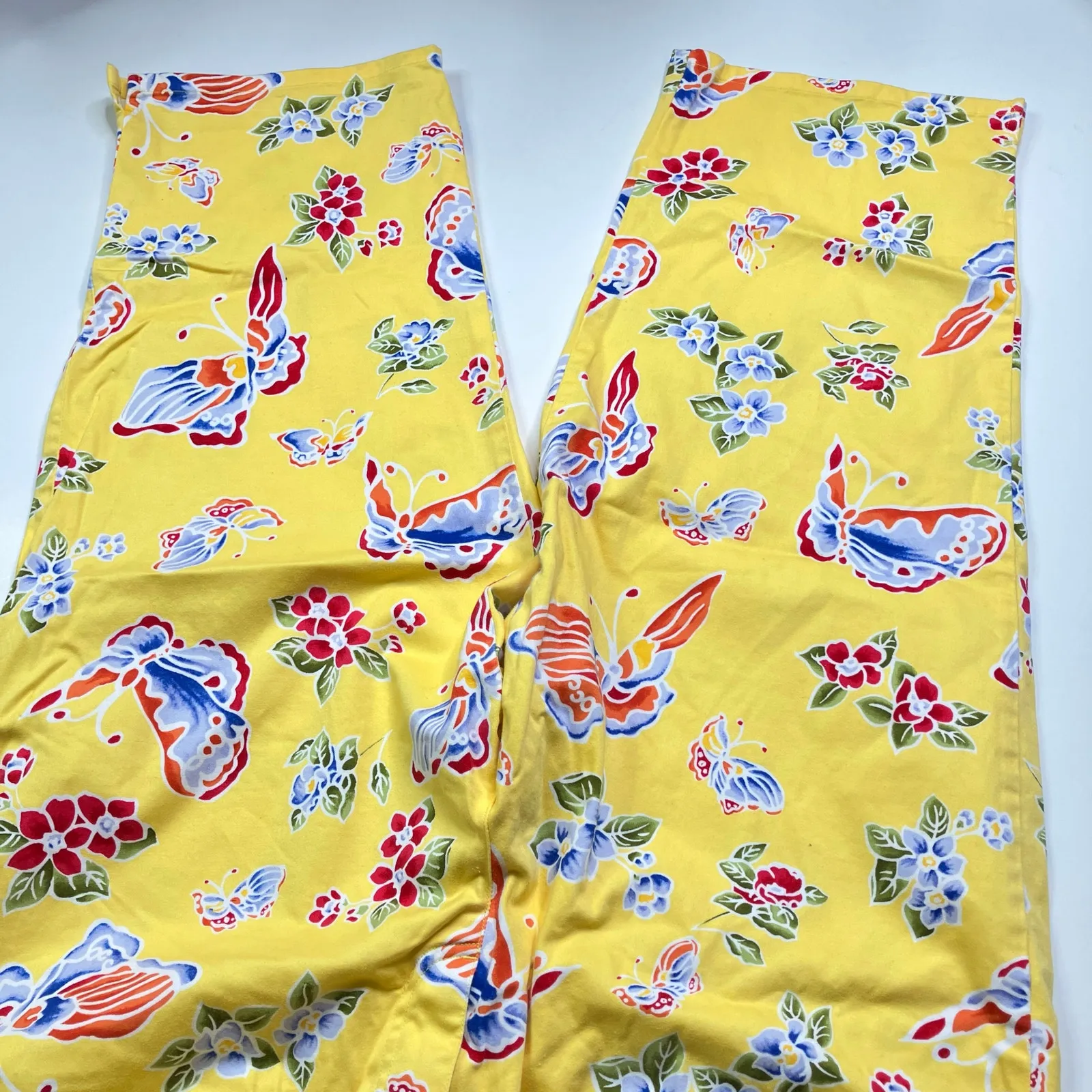 Jones New York Sport Yellow Floral Stretch Capri Pants Cotton Womens 16 - Image 6