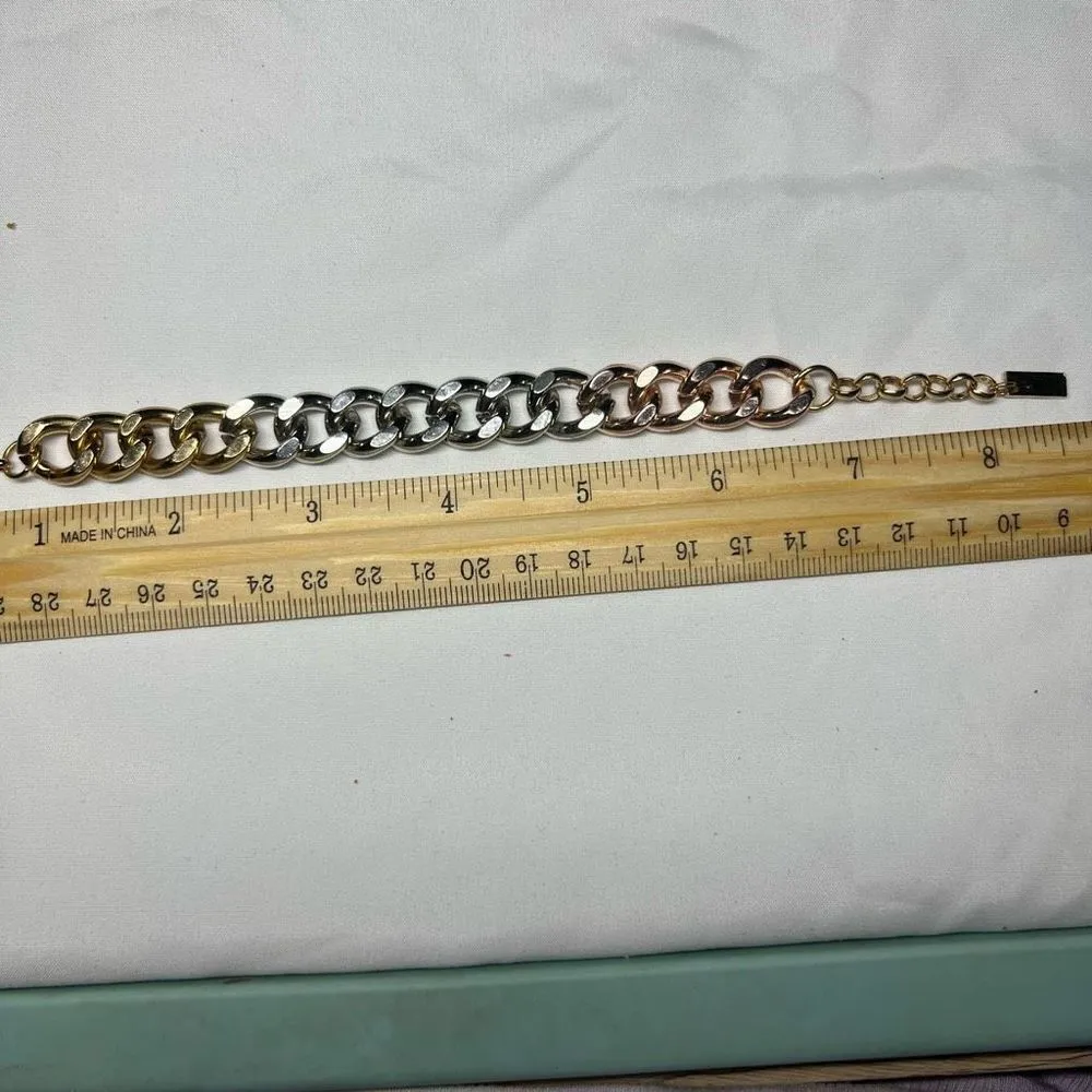 Luv AJ Tri Color Heavy Link Bracelet Gold - Image 2