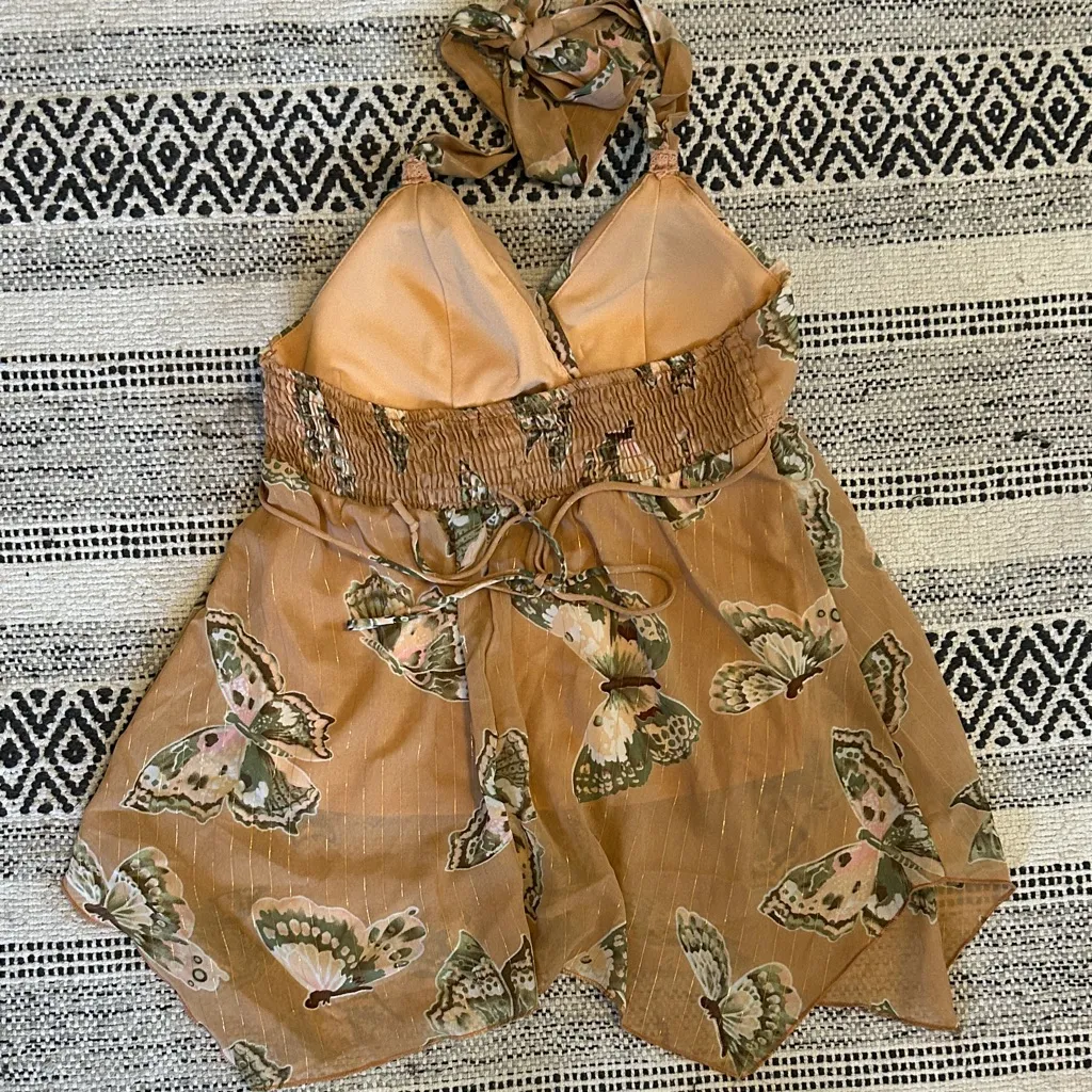 Jordache y3k halter Tan Smocked Top - Image 3