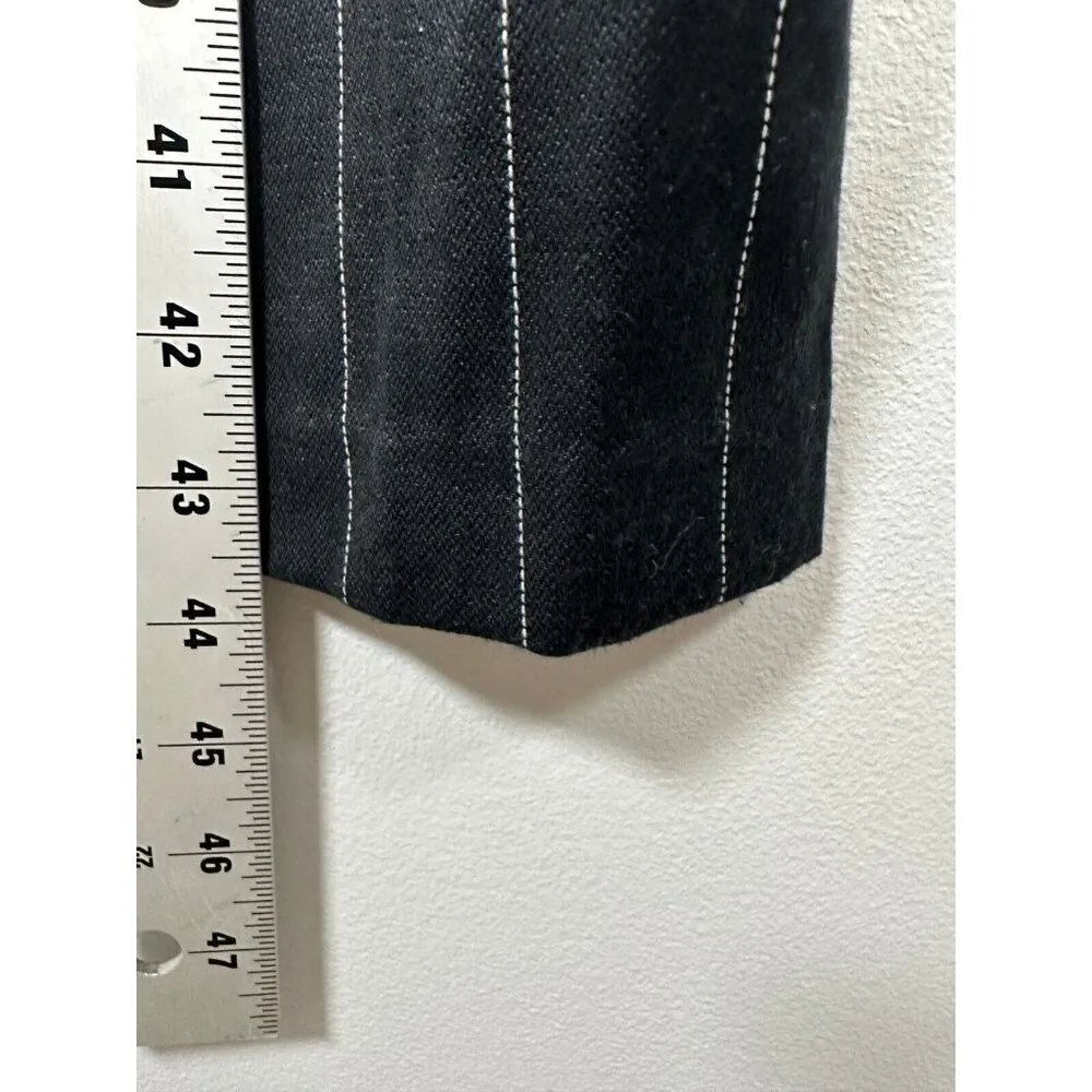 Vintage Esprit Pants Black High-Rise Pleated Trousers Pants Cuff 13/14 Pinstripe - Image 10