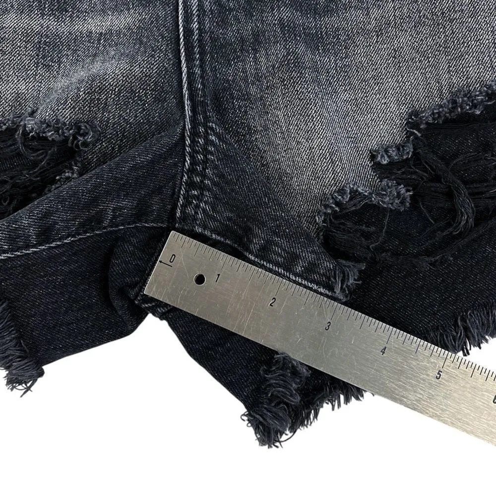 American Eagle Black Distressed Highest Rise 90s Boyfriend Jean Shorts Size 10 - Image 5