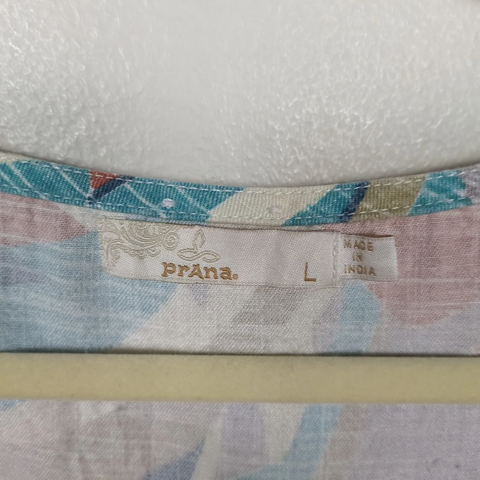 PRANA McKenzie Tank Tie Front Sleeveless Atlantic Paloma Print Women's Large - Image 5