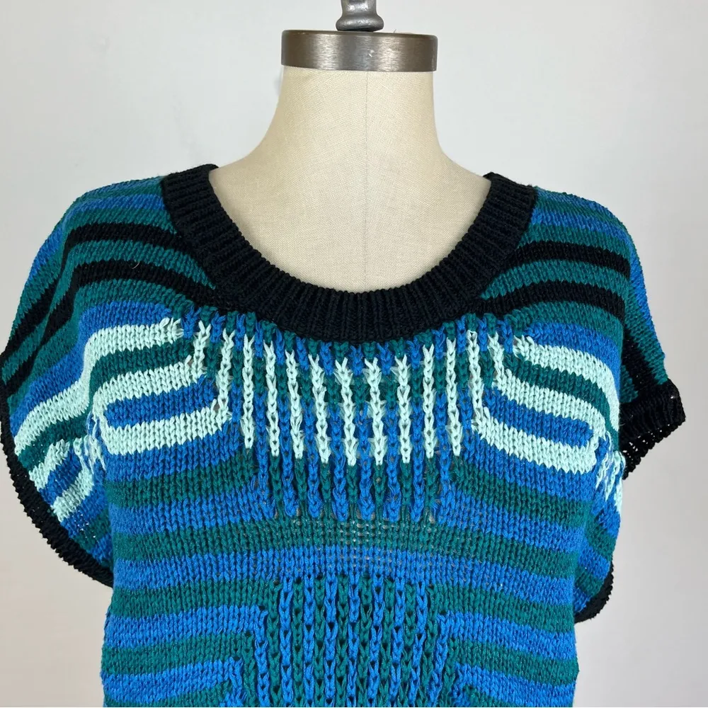 Sandro Blue Pattern Knit Sweater Vest - Image 3