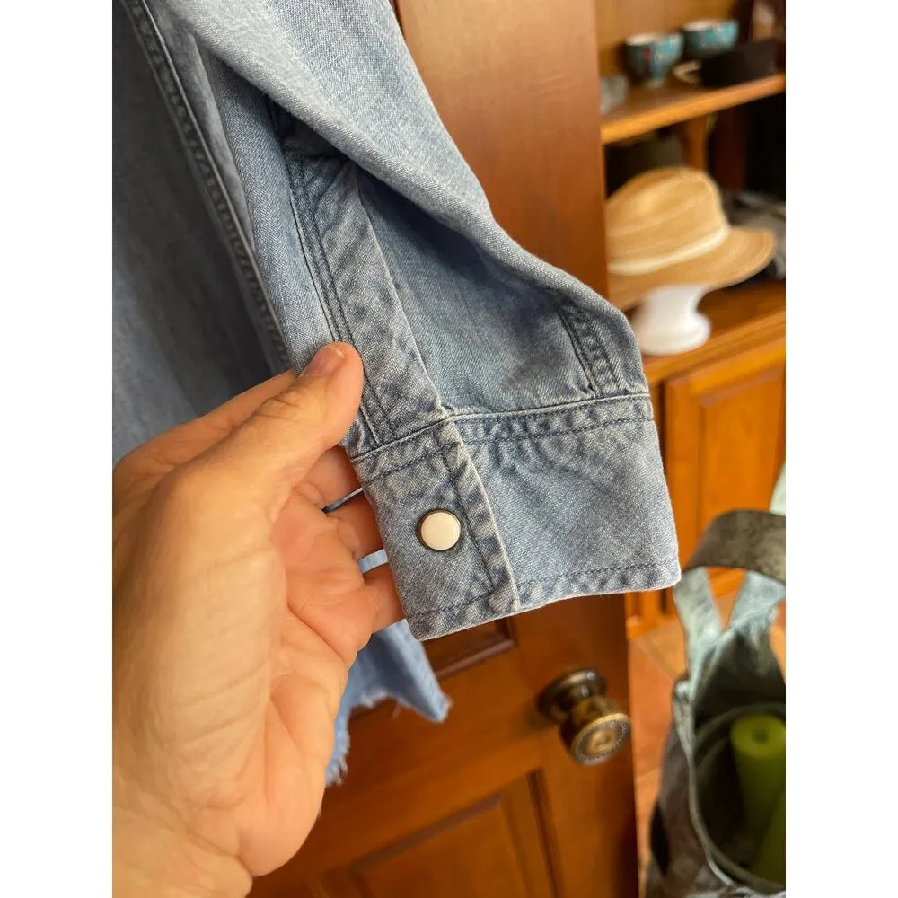 RAILS WESTERN CHAMBRAY BUTTON DOWN DRESS SMALL - Image 6