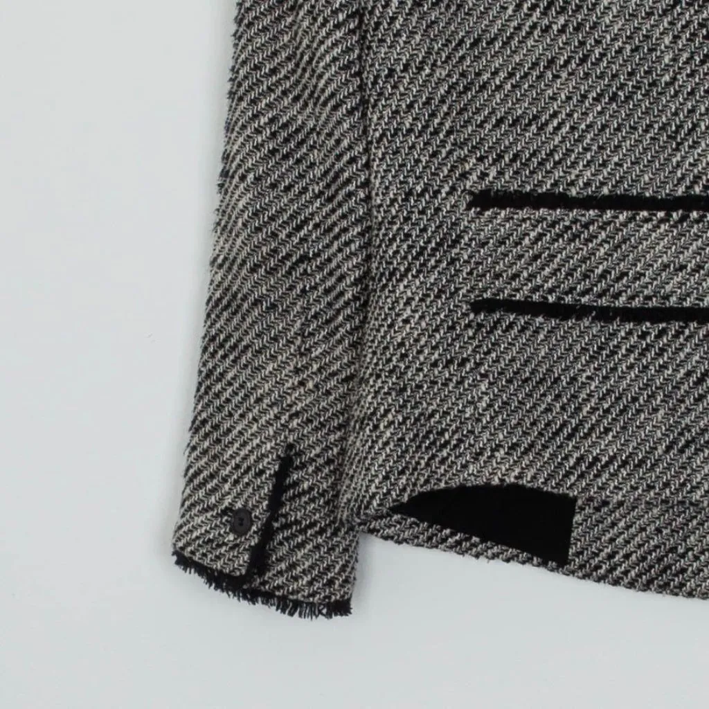 Loft Womens Double Breasted Tweed Blazer‎ Size 0 Black White Preppy Office Work - Image 10