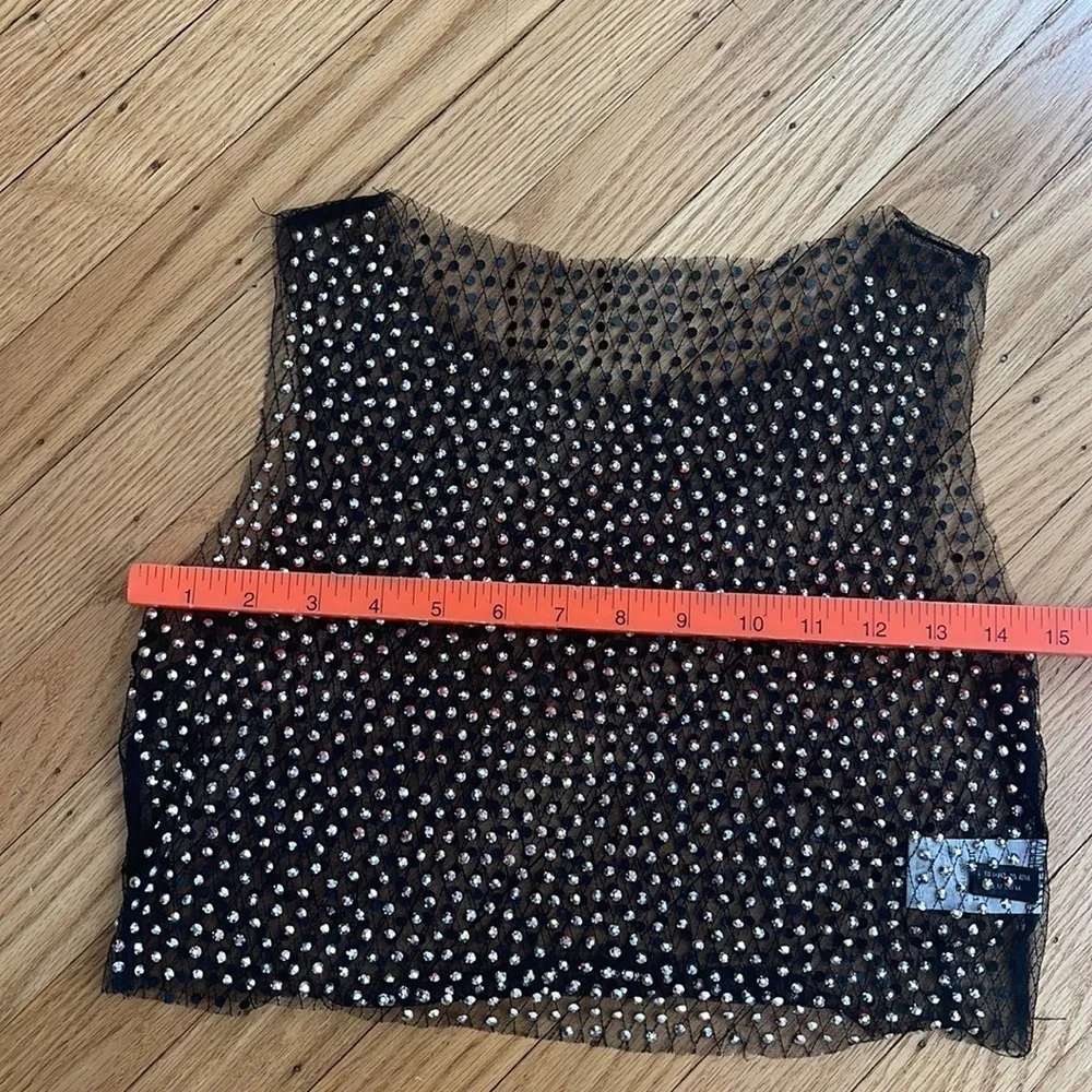 SheIn  black mesh jeweled crop top size large - Image 3