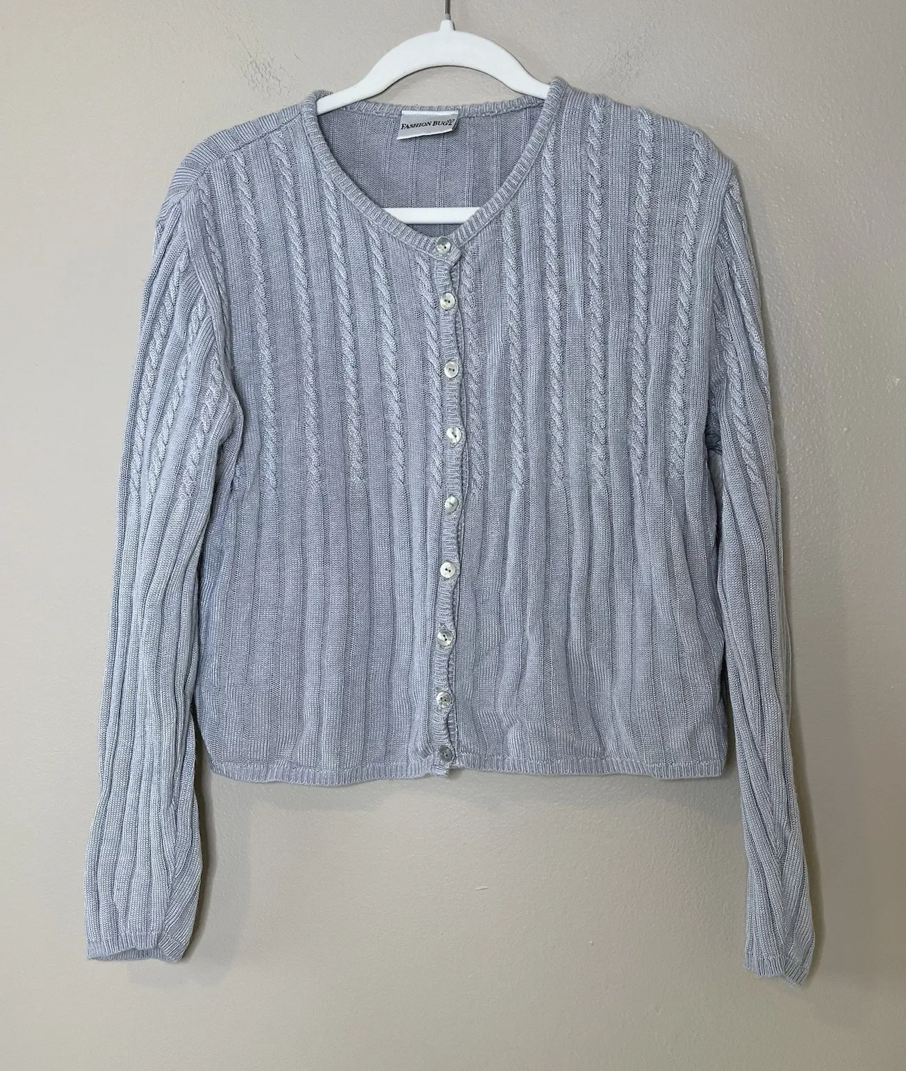Vintage Womens Cardigan Cable Knit Ribbed 90s Y2K Preppy Coquette Staple Crop XL - Image 1