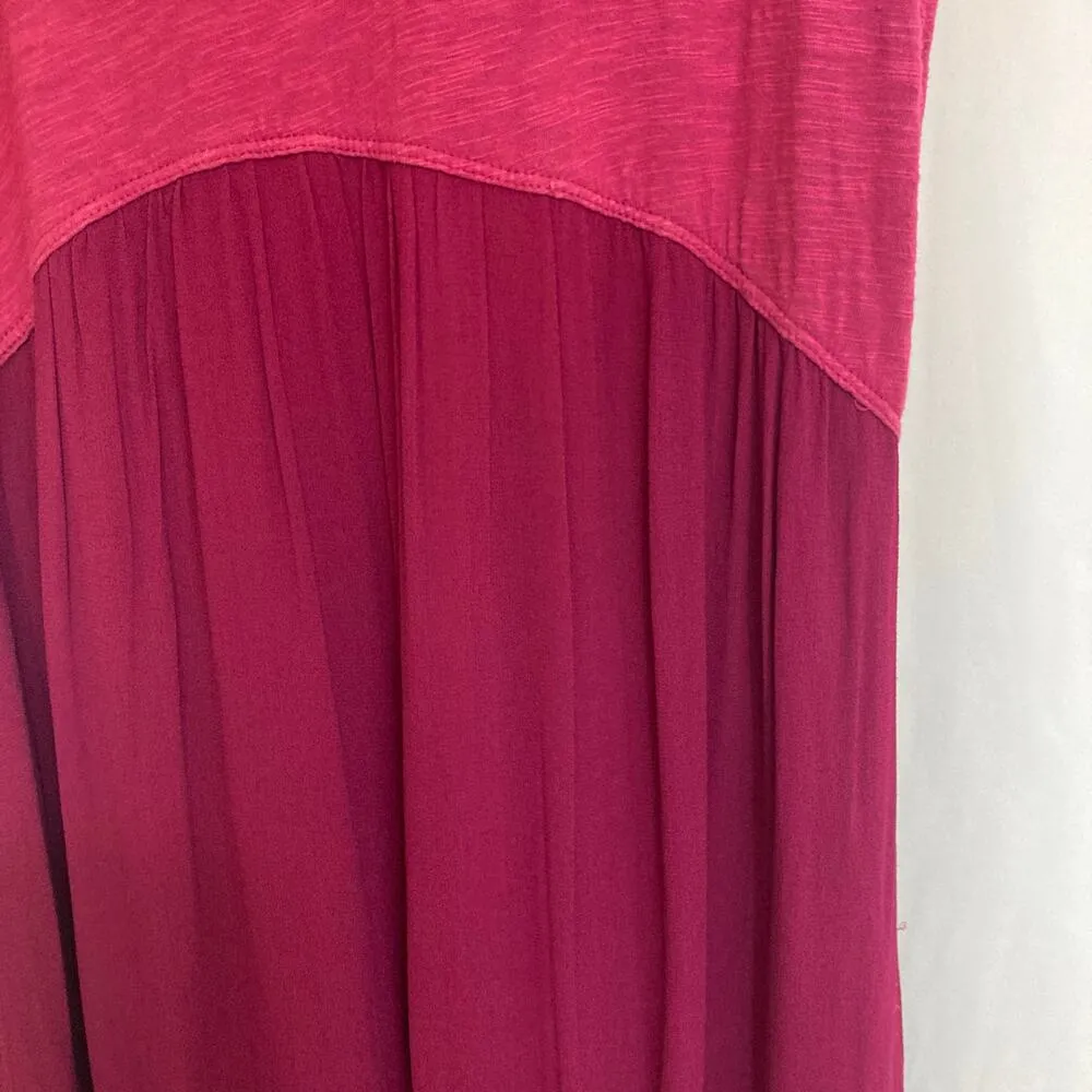 Pink Contrasting Summer Lightweight Tank Cross Back High Low Midi Dress Size M - Image 3