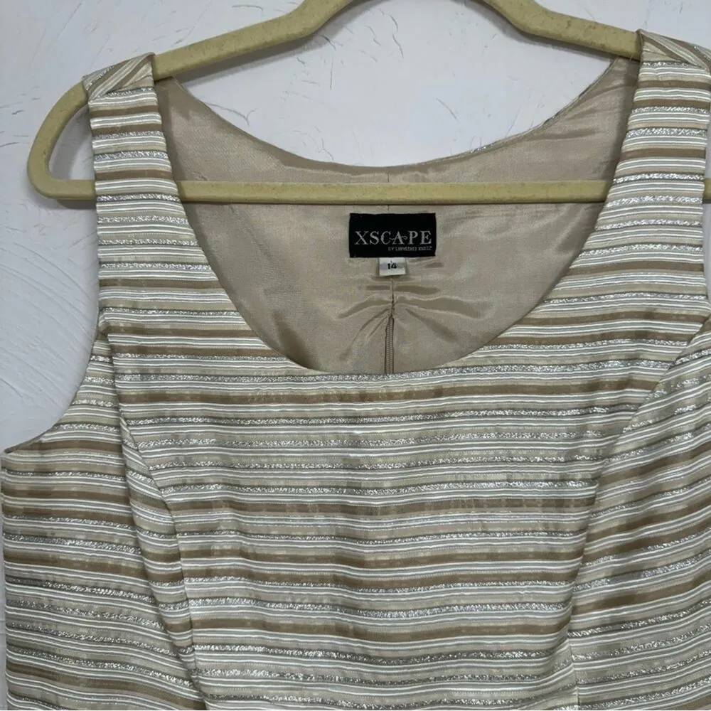 Xscape Gold Striped Blazer Jacket With Shell Womens 14 Set Formal Dressy - Image 3