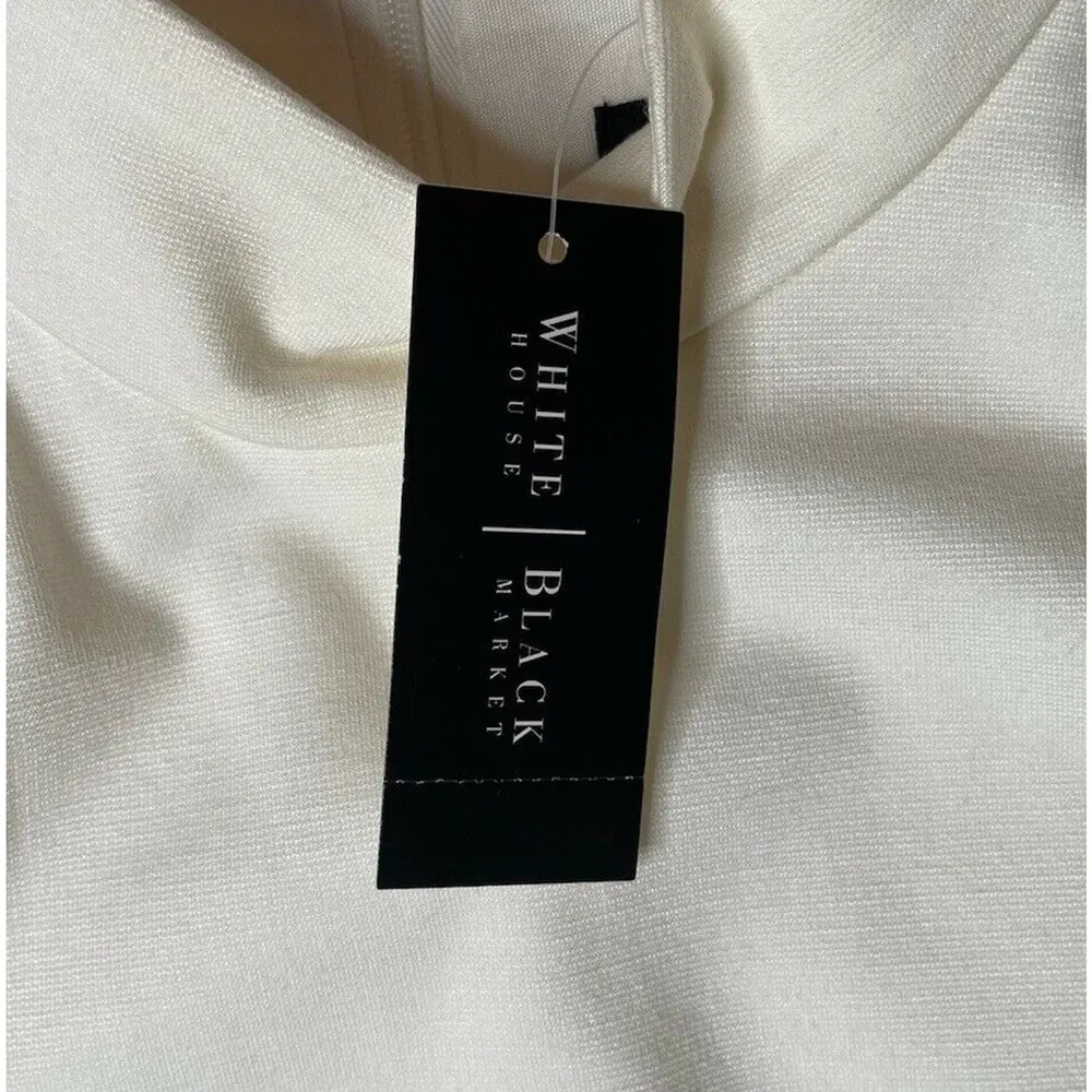 White House Black Market Dress Womens Ponte Cream Sheath Mockneck 570058012 Sz 0 - Image 8