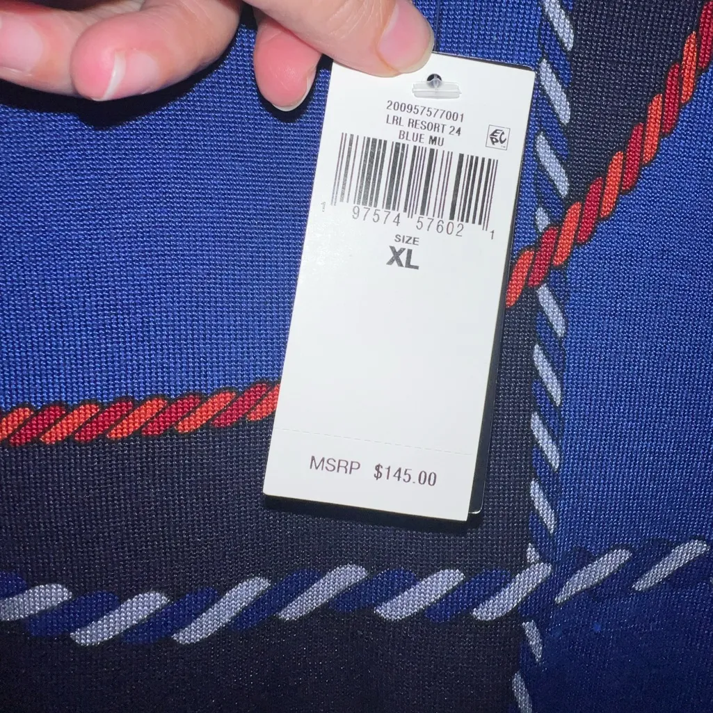 Lauren Ralph Lauren Women's Rope-Print Cotton-Blend Sweater XL - Image 8