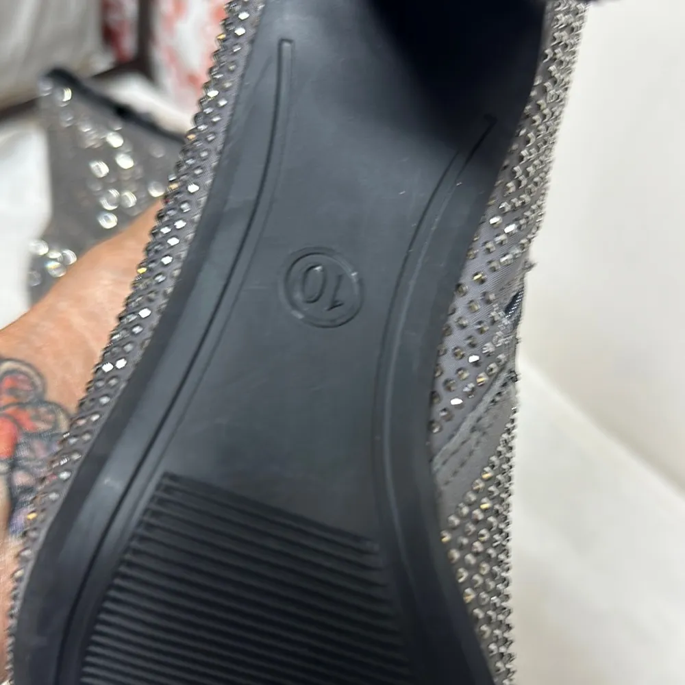 A New Day Silver Gunmetal Grey Ankle Booties with Block Heel and Rhinestones - Image 14