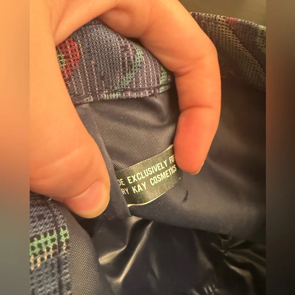 Vintage 90's Mary Kay Tapestry Floral Tote Bag Vintage Mary Kay Bag Blue - Image 4