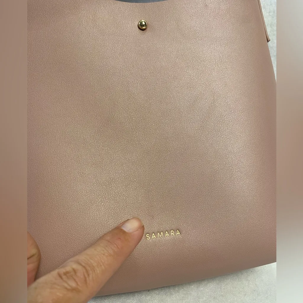 Samara Anthropologie peony pink vegan leather bucket tote crossbody bag purse - Image 11