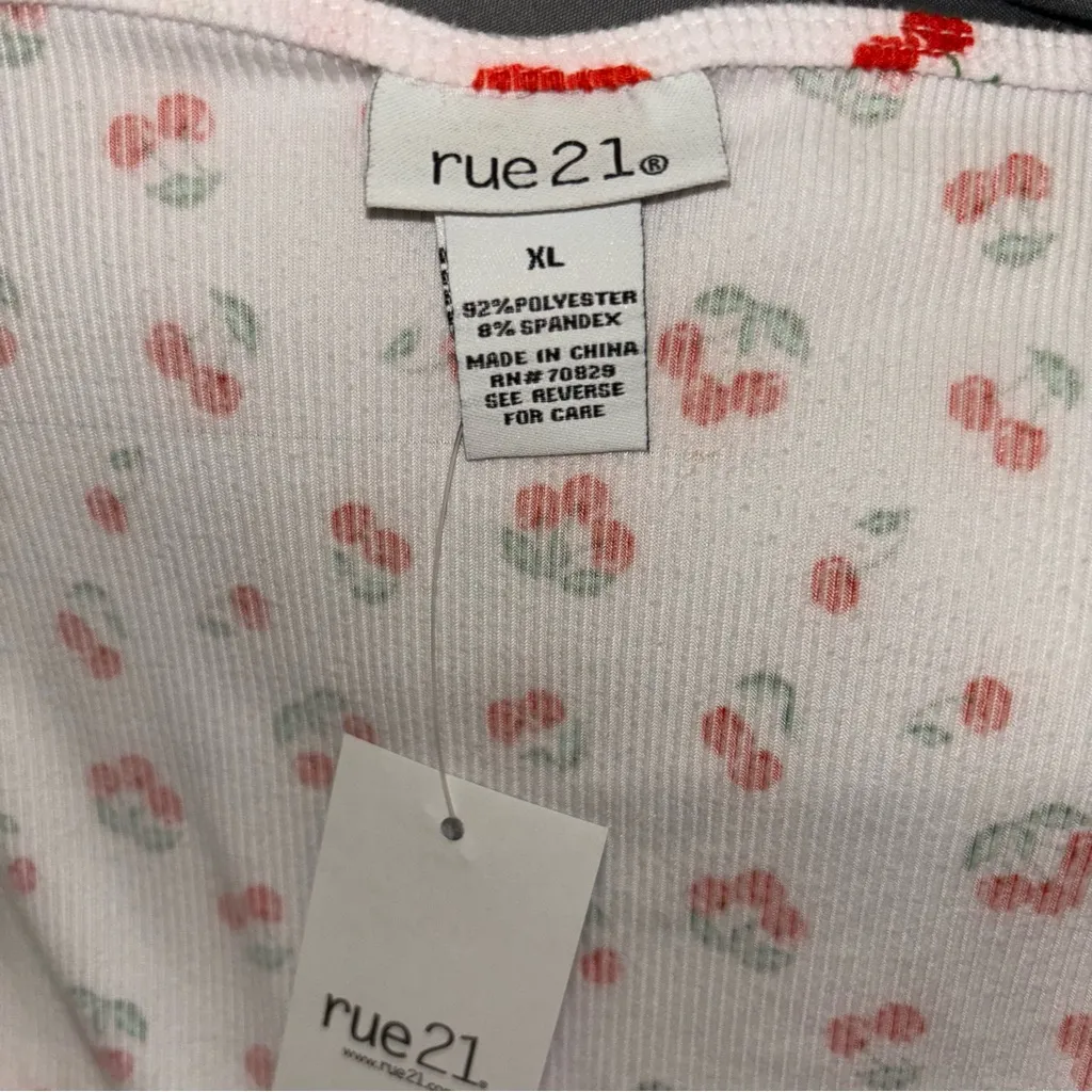Rue21 White and Red Cherry Blouse - Image 4