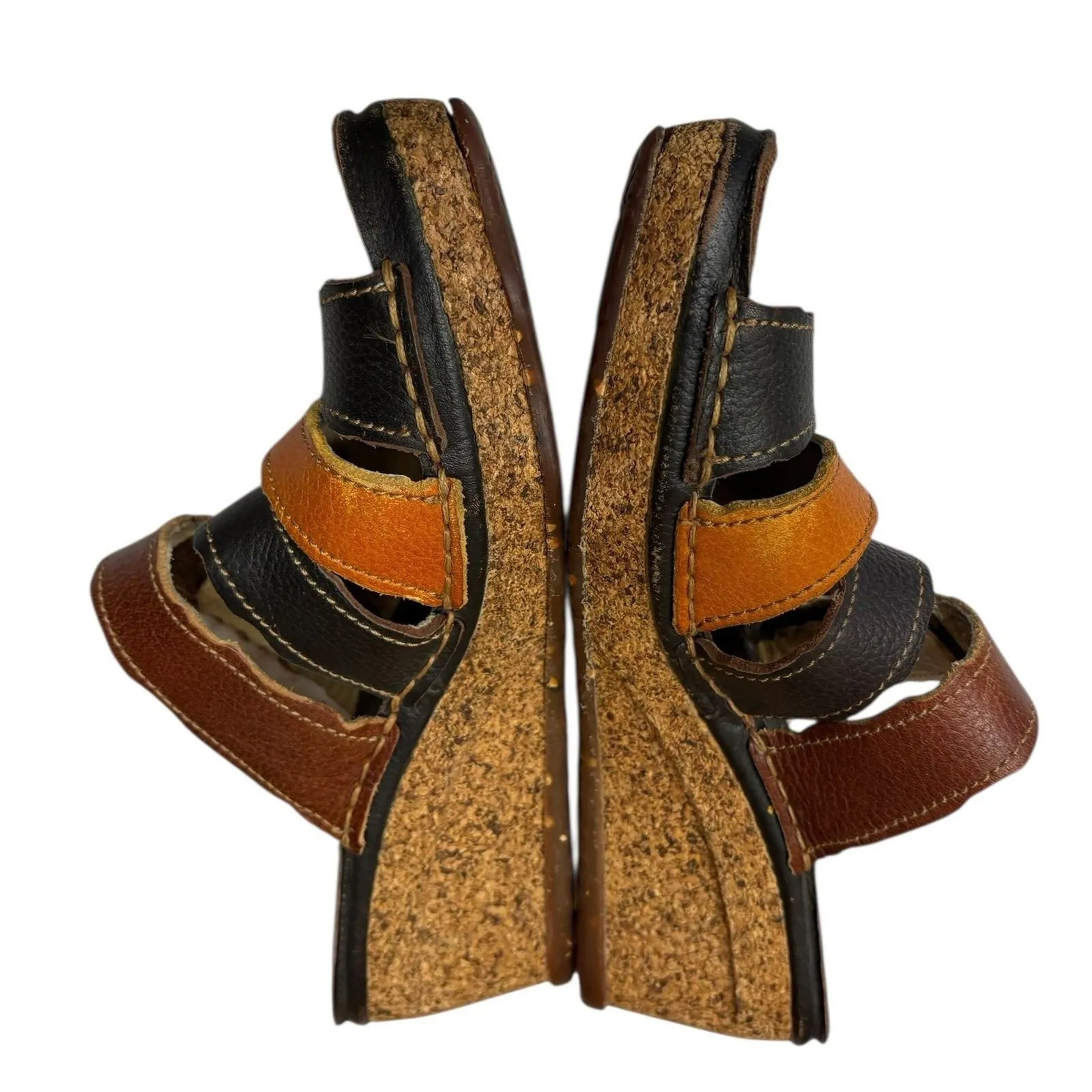 El Naturalista Women's Colorblock Leather Strappy Slide Sandals Boho Retro 40 Black Size 9 - Image 5