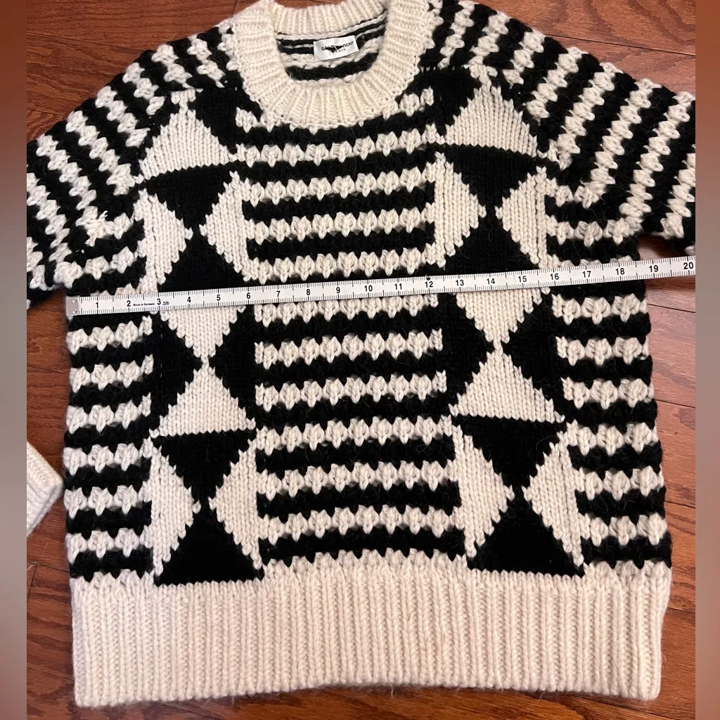 Saint Laurent Striped Diamond Pattern Embroidered Wool Crew Neck Knit Sweater S - Image 6