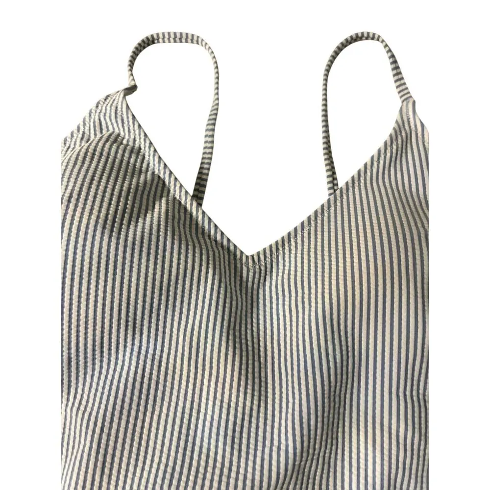 Blue and white stripped one piece bathing suit new w/o tags size m - Image 2
