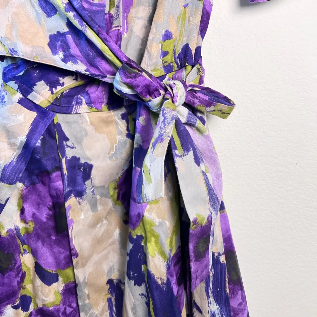 Moschino Floral Dress US 8 Purple Cotton As Seen on Michelle Obama Rare - Image 9