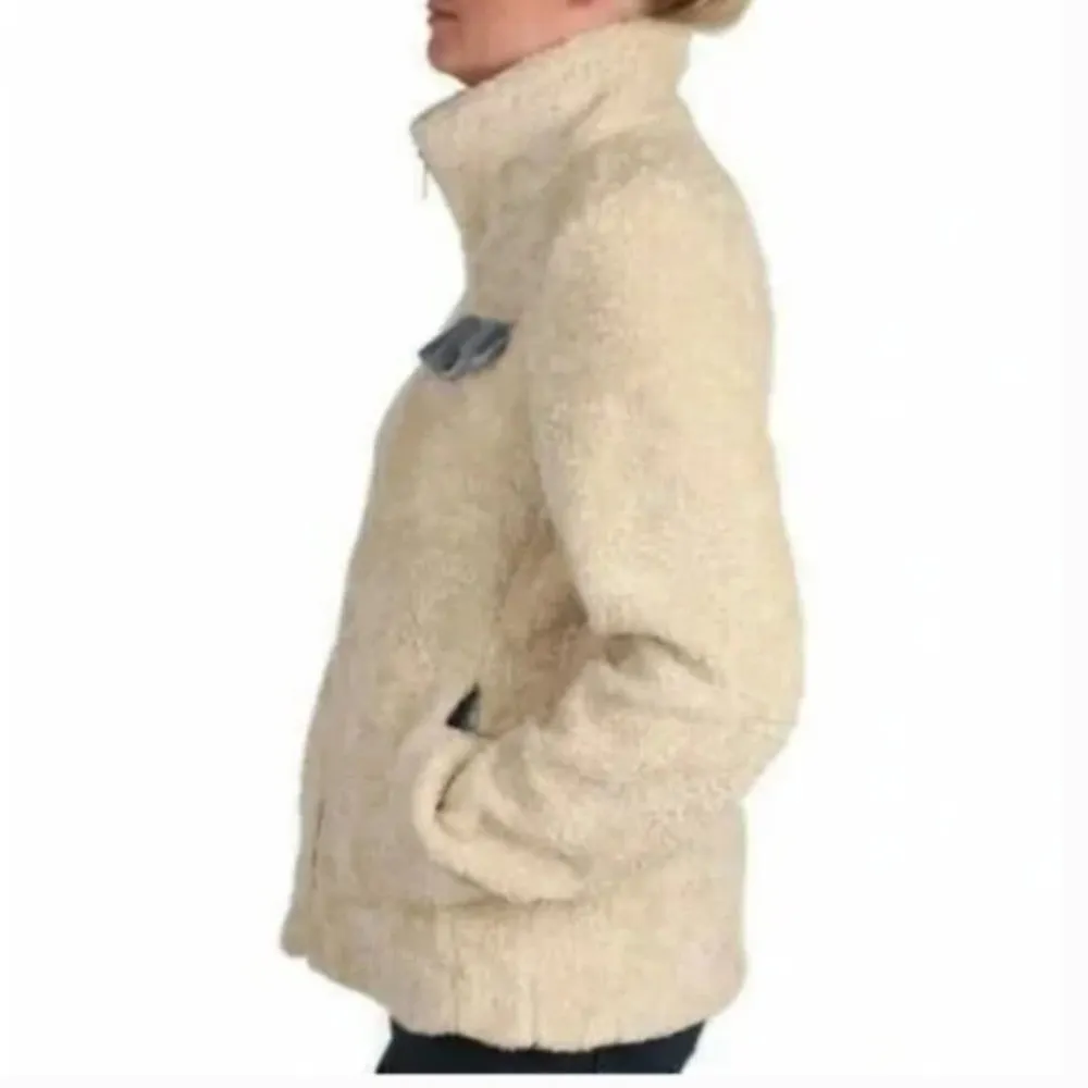 Pendleton Cream Sherpa Shearling Fuzzy Fleece Zip Up Jacket Women's Size Medium - Image 4