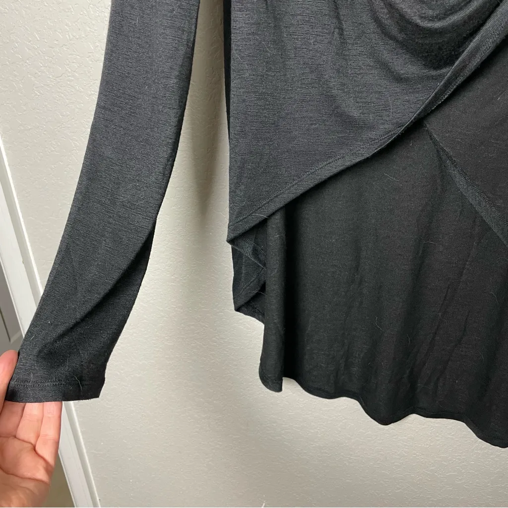 Joyfolie Chic Black Drape Blouse Tunic Length Size XL - Image 4