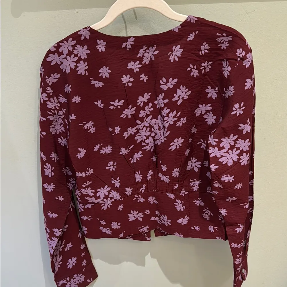 Madewell Burgundy Floral Blouse - Image 3