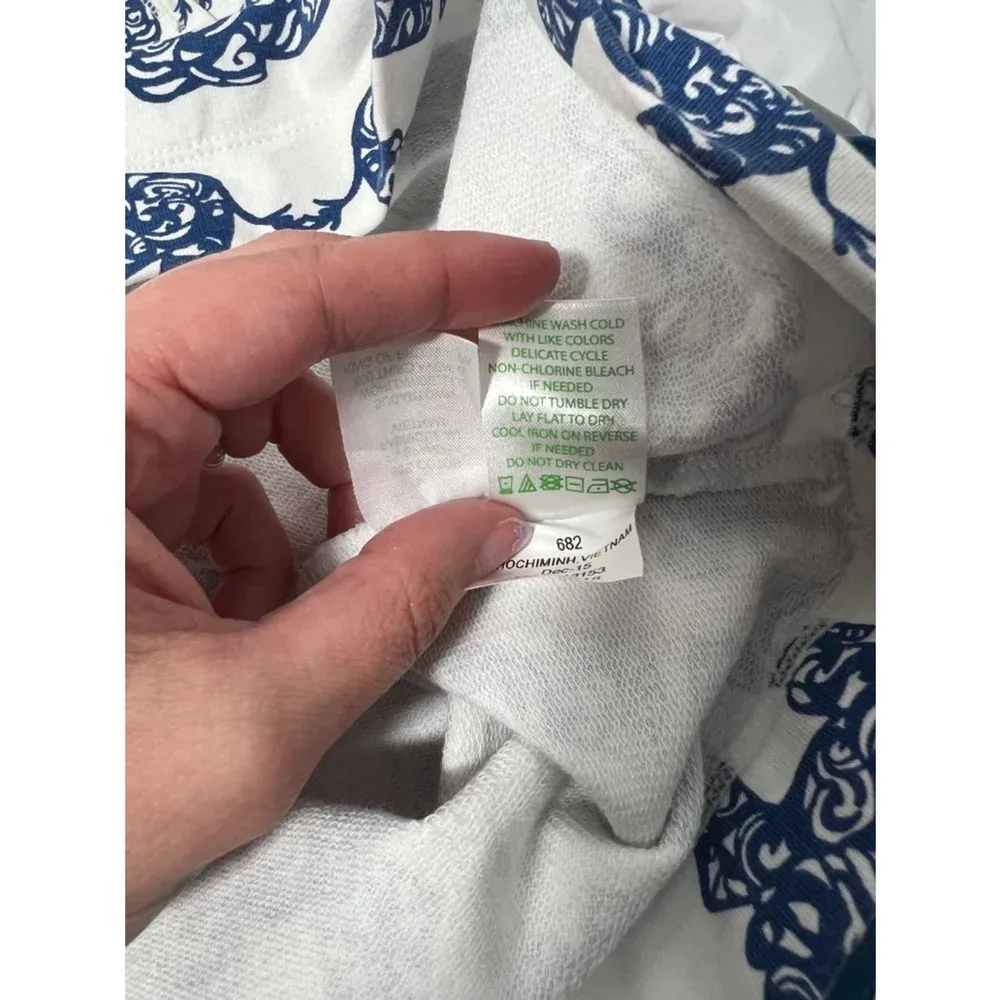 Lilly‎ Pulitzer Elephant Print Pullover Sweatshirt - White and Blue - Size S - Image 12