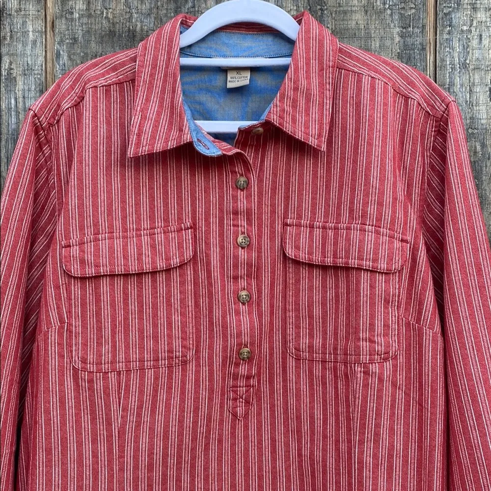 Duluth Trading Co Red Button Down Shirt with Collared Design Size XL - Image 2
