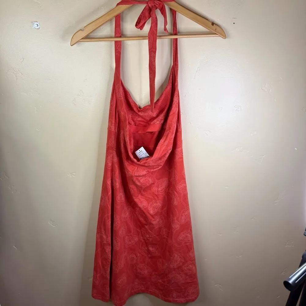 Patagonia Vintage Medium Womens Margot Halter Dress Athletic Orange‎ Red Floral - Image 5