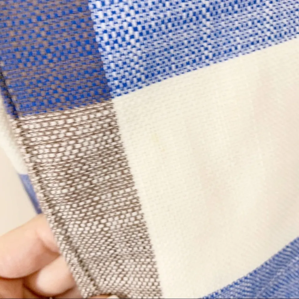 Pendleton Wool Cream/Blue/Brown Checker Open Blazer - Image 7