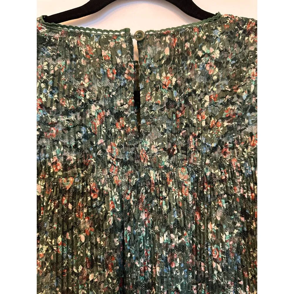 Anthropologie Porridge Green Floral Boho Bohemian Top Size XS - Image 9
