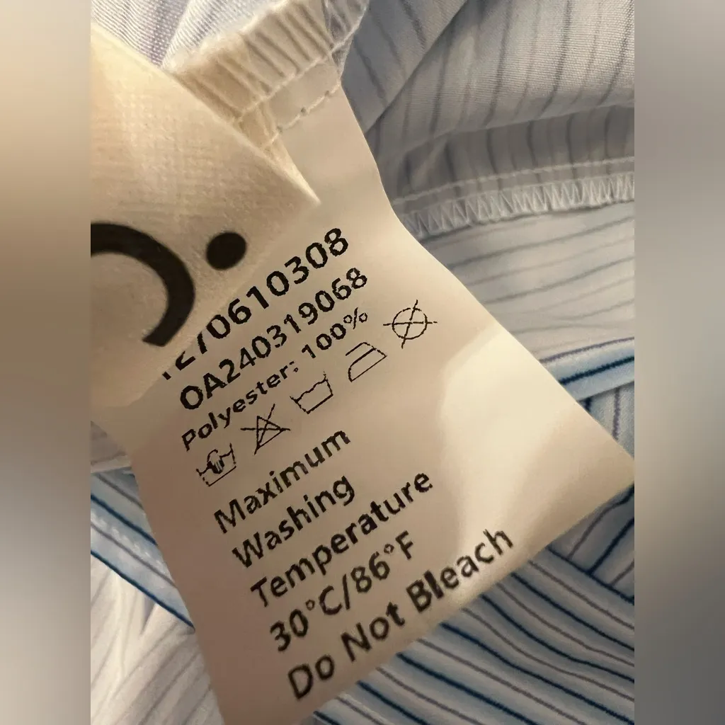 Commense Pinstripe Shirred Long Cami Maxi Dress tiered blue striped smocked M - Image 9