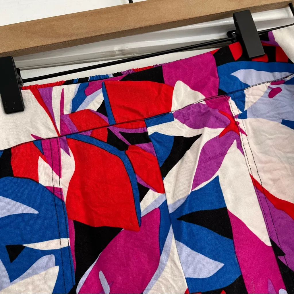 Nine West Vibrant High Waist Women's Shorts large floral pink blue - Image 3