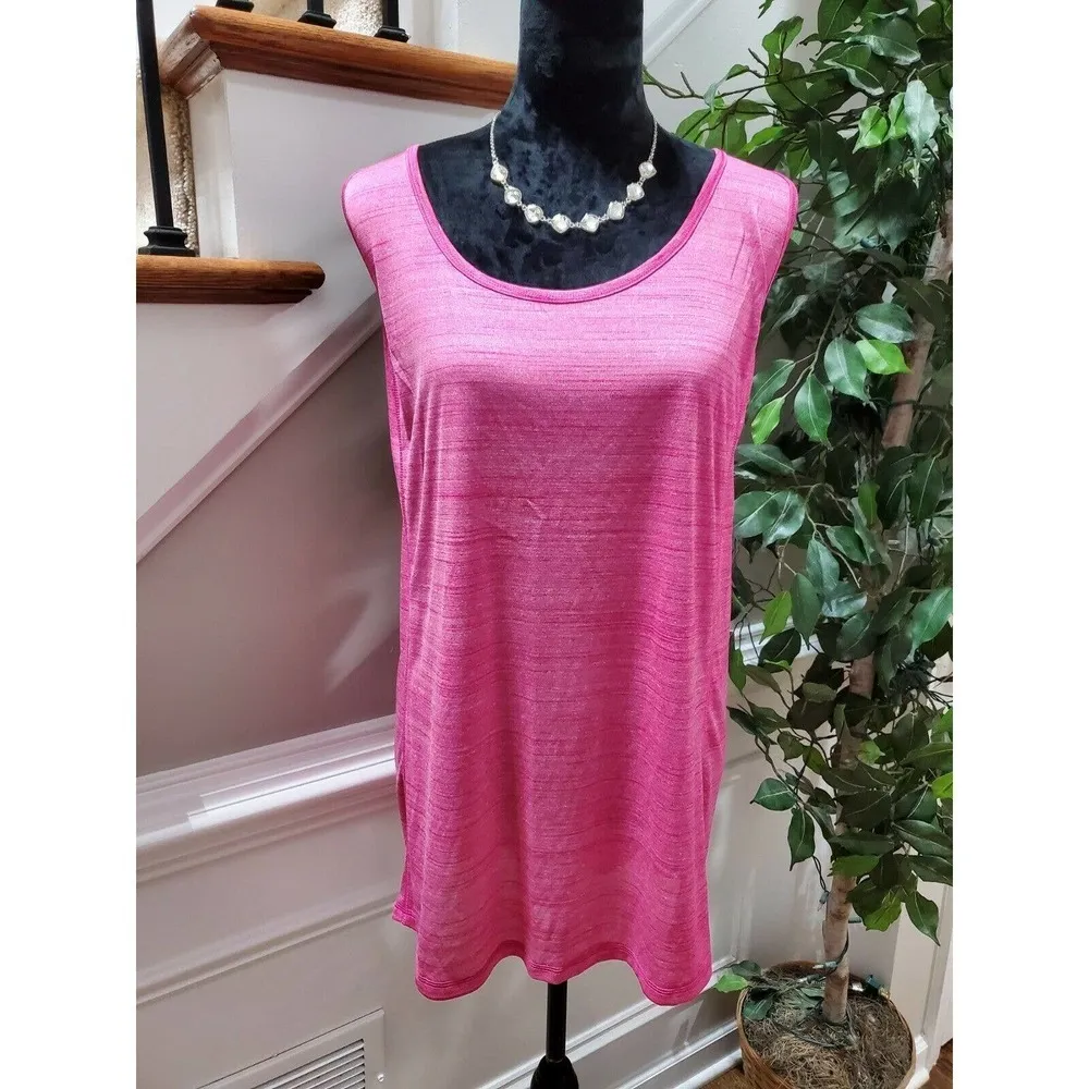 Livi Women Solid Pink 100% Polyester Round Neck Sleeveless Casual Top Size 26/28 - Image 10