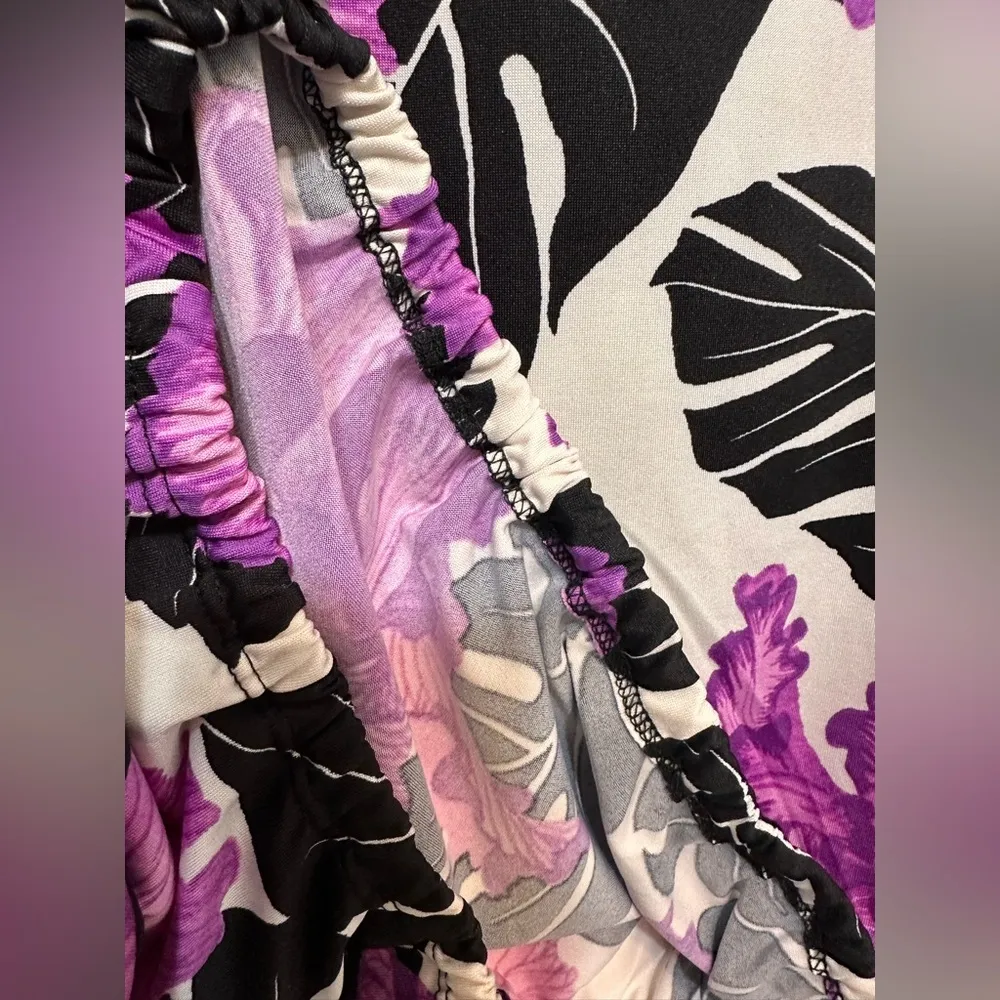 Coldesina floral doman sleeve elastic waist top NWT Purple Size L - Image 5