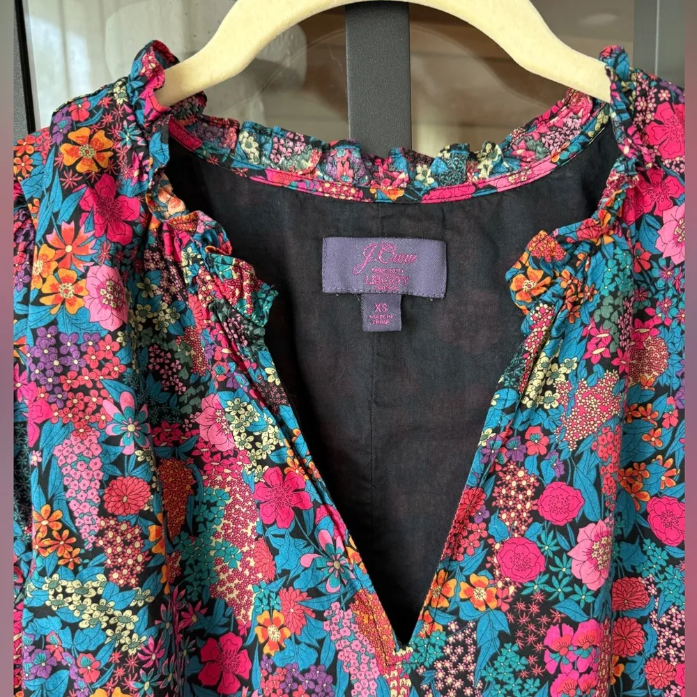 J. Crew Liberty London dress ruffle floral Ciara Print Tier Popover long sleeve - Image 3