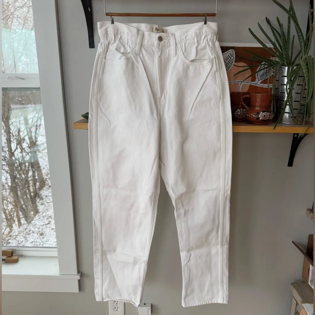 Madewell Convertible Paperbag High Waist Oversized Baggy Dad Jean in Tile White - Image 8