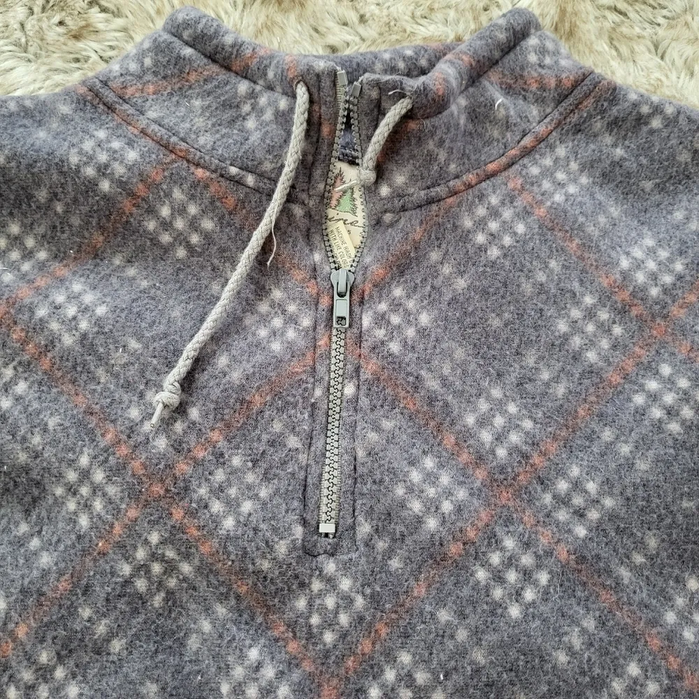 Alpine Express Tartan Plaid Quarter Zip Fleece Long Sleeve Shirt Gray Size Small - Image 3