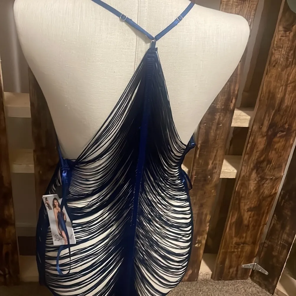 Dreamgirl lingerie set Rayon Midnight Blue intimate NEW Sz XL - Image 6