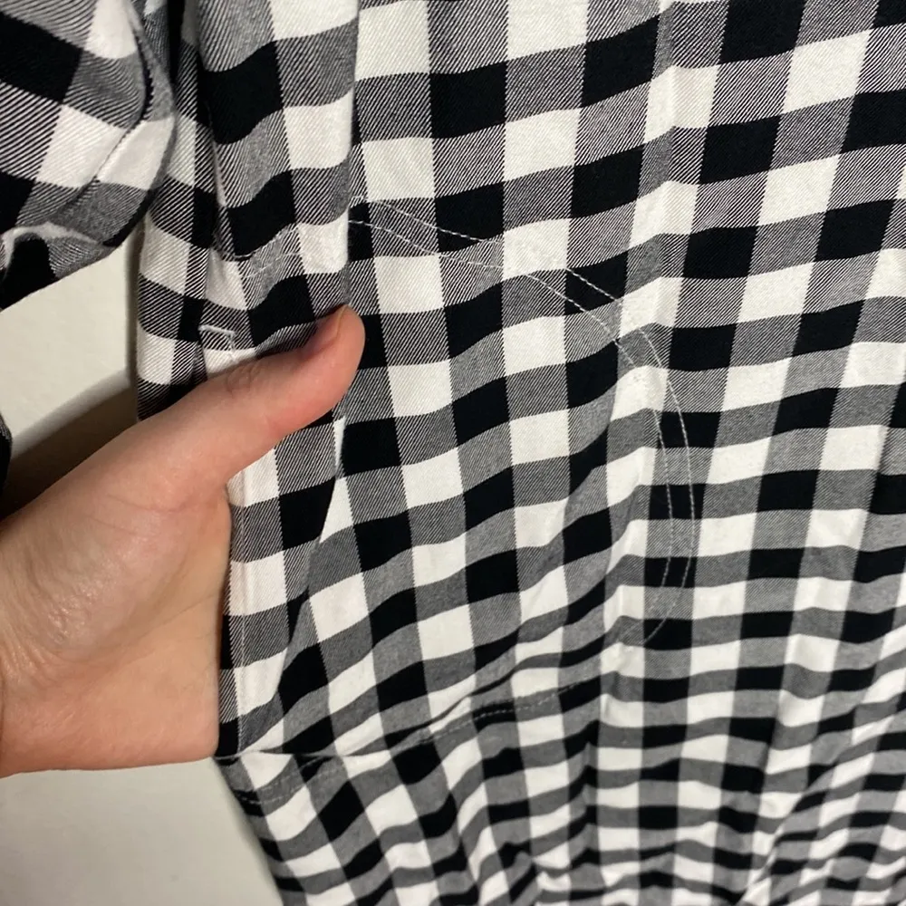 J Jill black and off white gingham pocketed shirt dress size XSP - Image 11