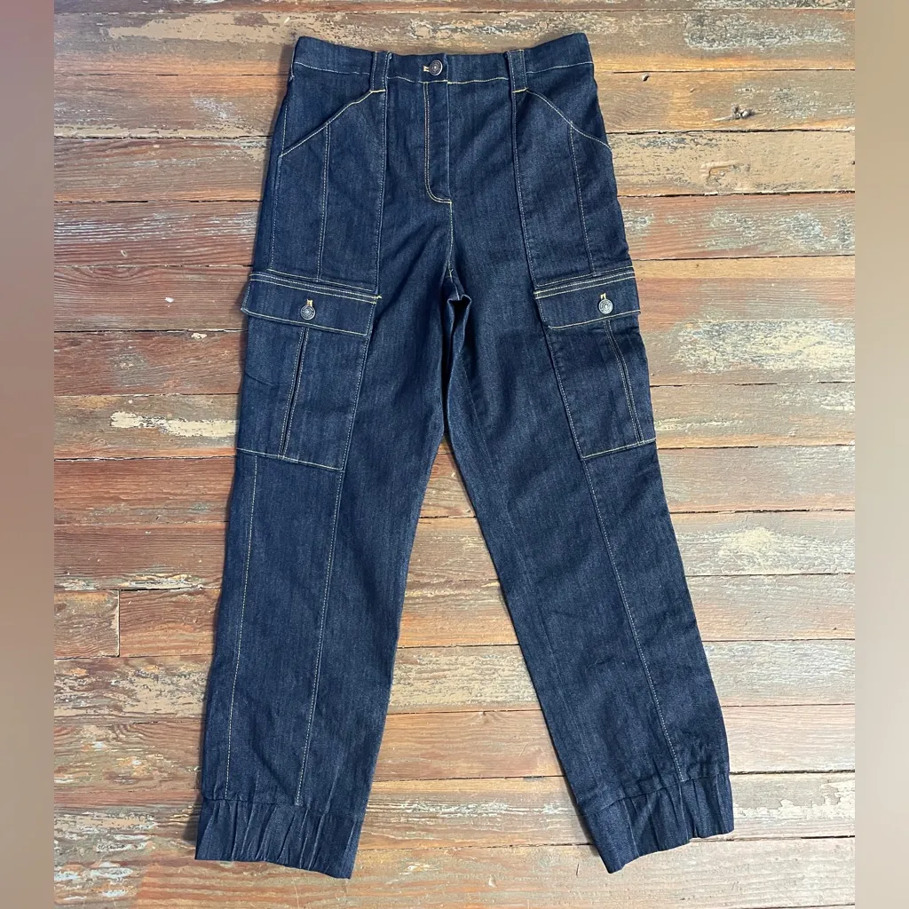 Cinq à Sept Kelly Denim Cargo Jogger Dark Wash High Waist Jeans - Image 11