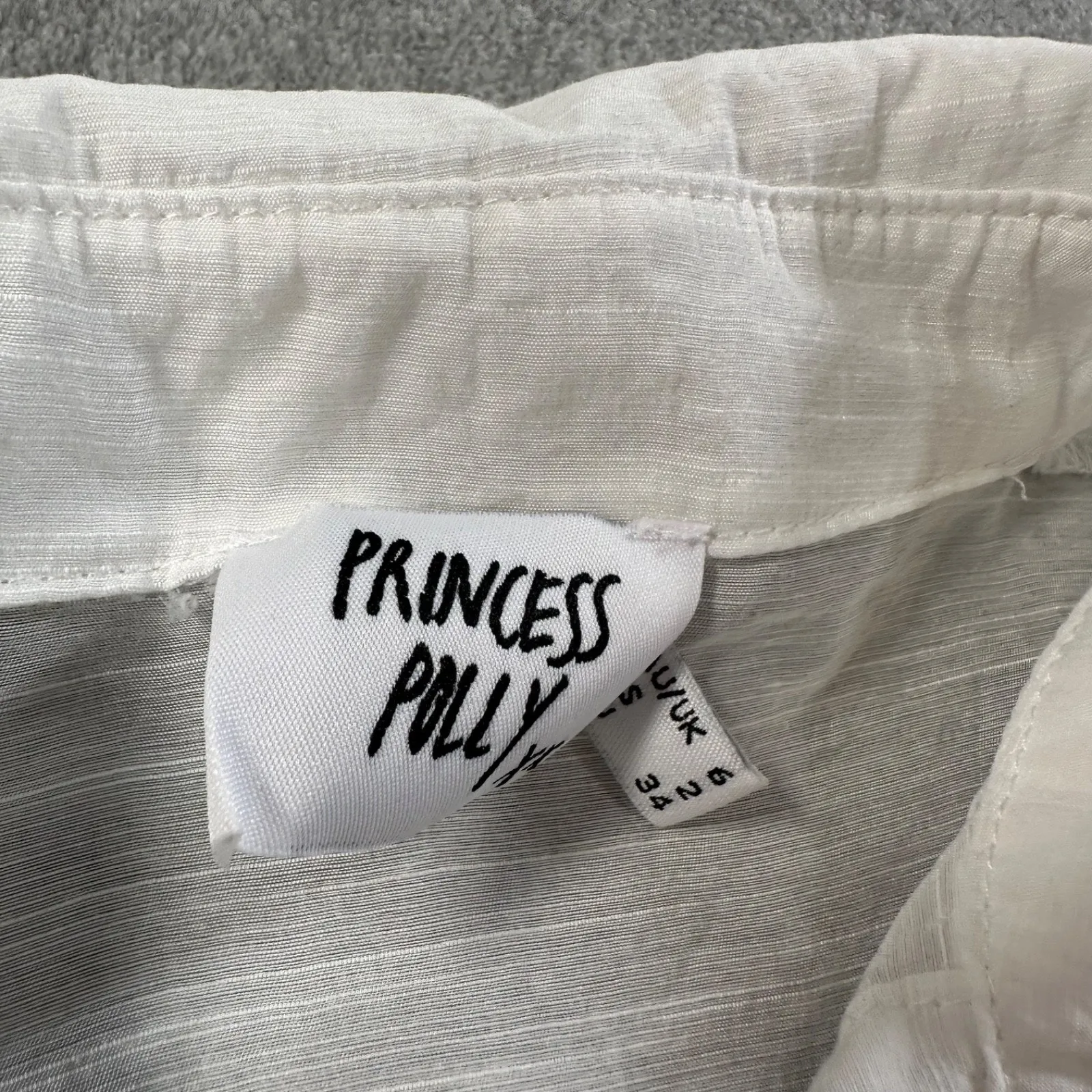 Princess Polly White Oversized Swim Coverup Button Down Tunic Woman's 2 Raw Hem - Image 2