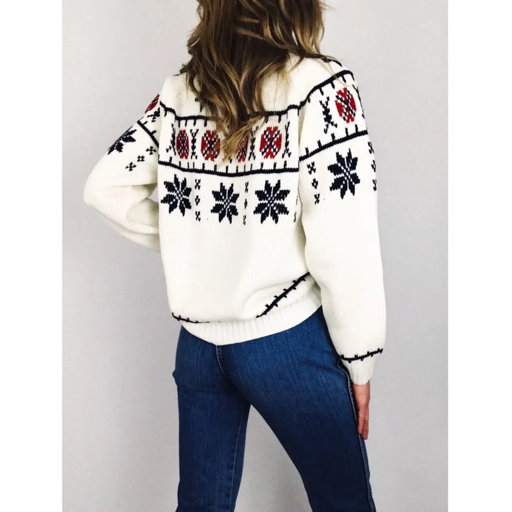 Vintage Fair Isle Crewneck Sweater | Size M White Size M - Image 8