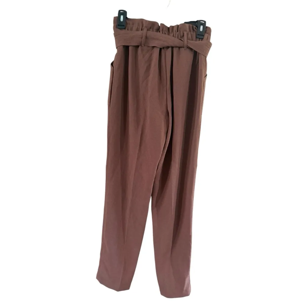 Bar III Brown Paperbag Waist Ankle Cropped Pants XS - Image 12